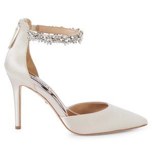 Badgley Mischka Evie Embellished Ankle Strap Pumps
